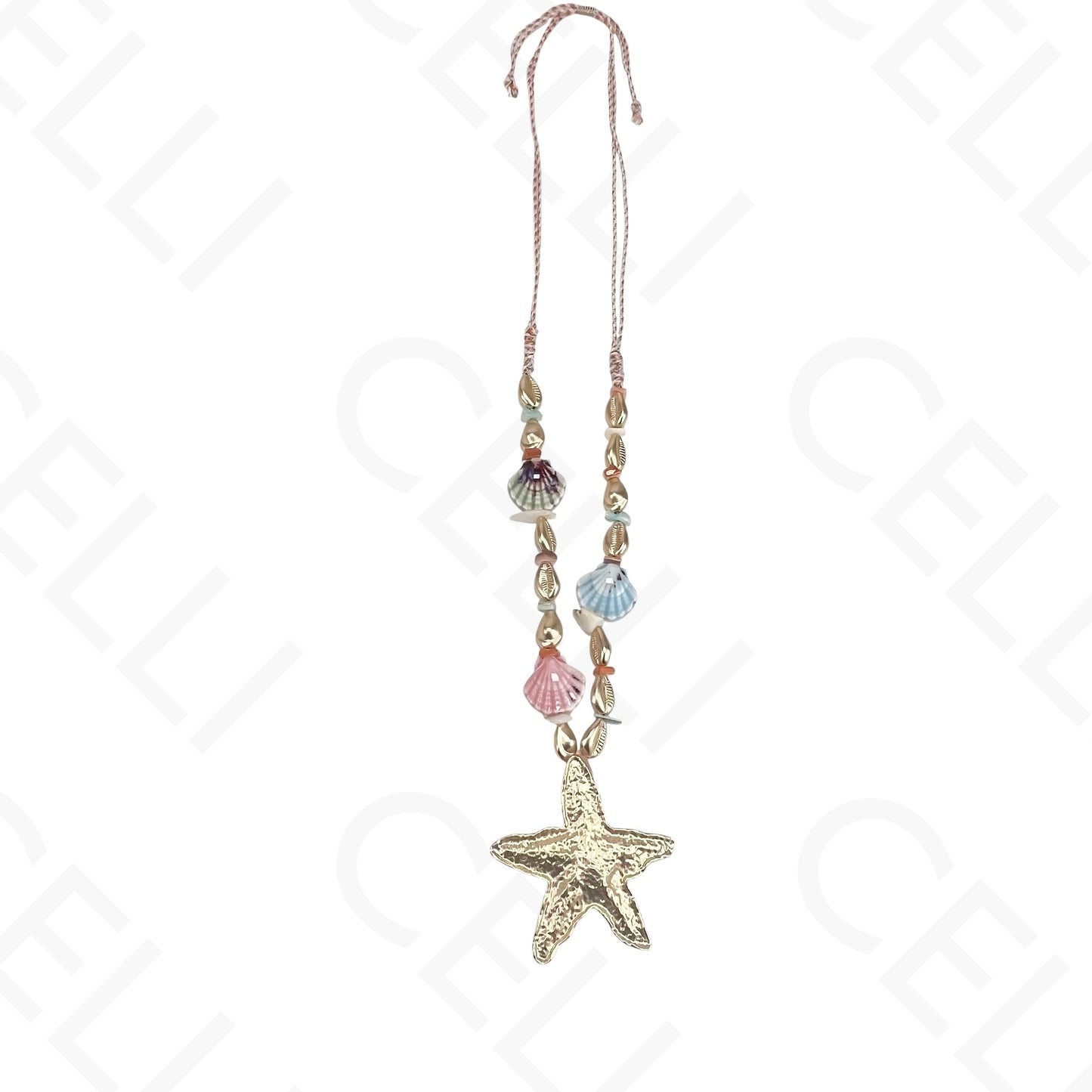 Colar de moda - estrela do mar, conchas de cerâmica