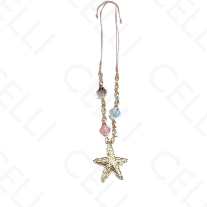 Colar de moda - estrela do mar, conchas de cerâmica