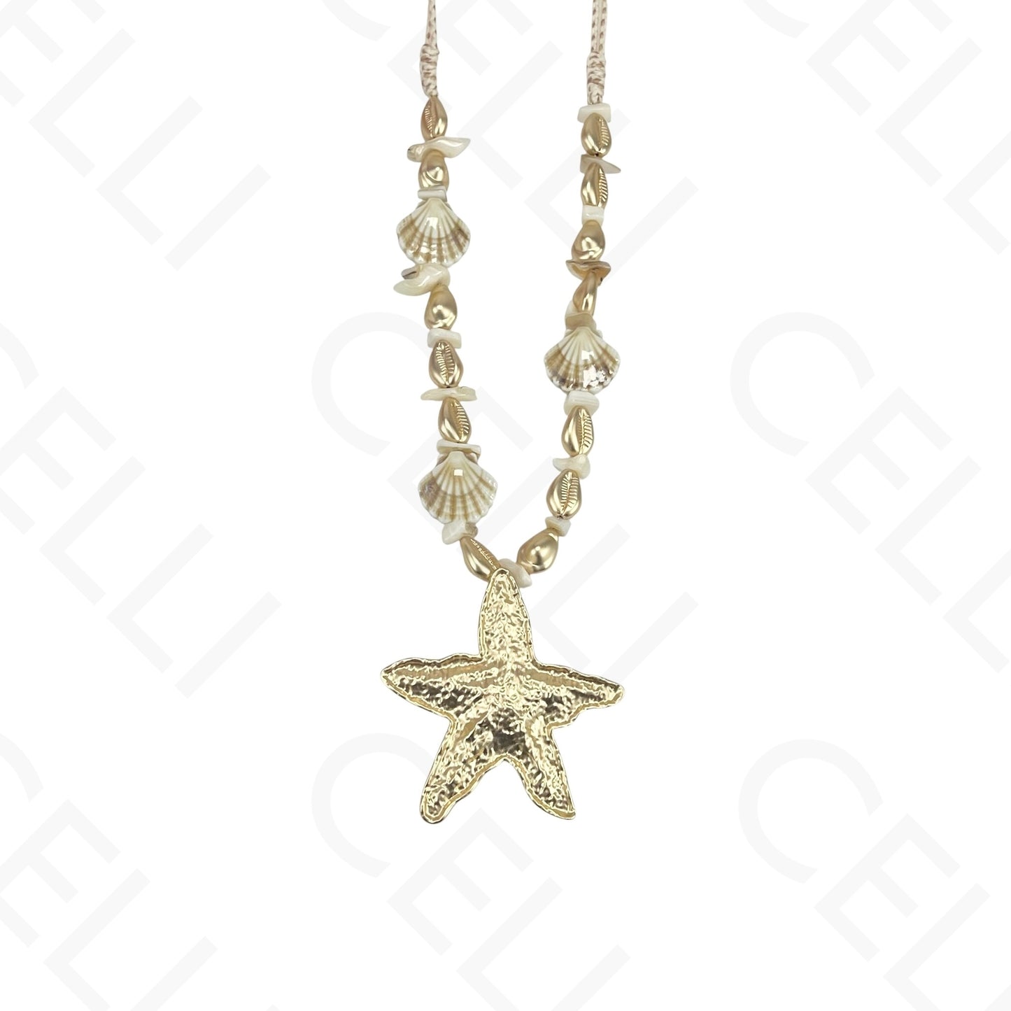 Colar de moda - estrela do mar, conchas de cerâmica