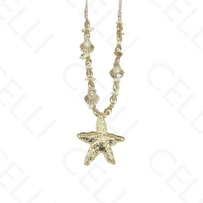Colar de moda - estrela do mar, conchas de cerâmica