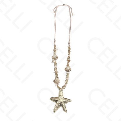 Colar de moda - estrela do mar, conchas de cerâmica