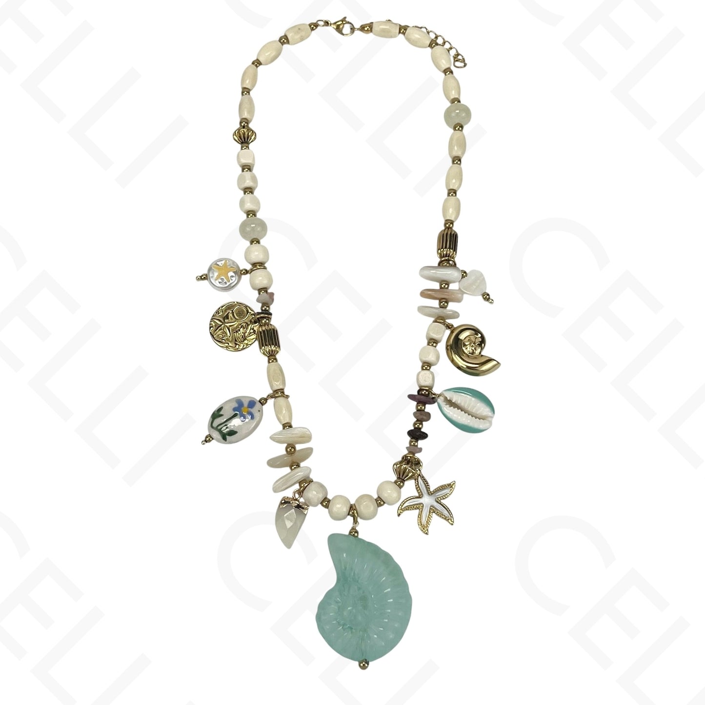 Steel Necklace - Resin Snail Shell