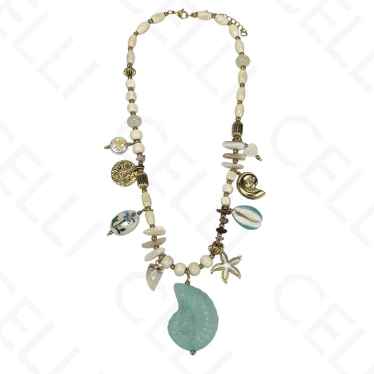 Steel Necklace - Resin Snail Shell