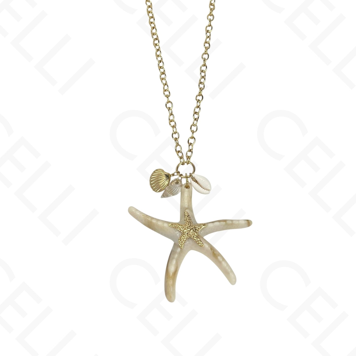 Collar de acero - estrella de mar de resina
