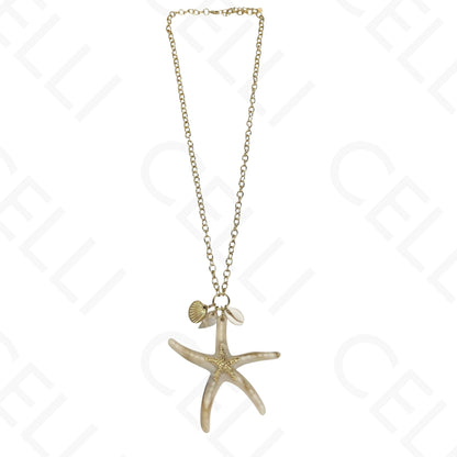 Collar de acero - estrella de mar de resina