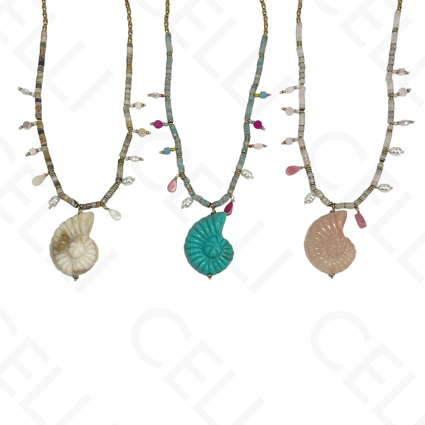 Steel Necklace - Resin Snail Shell