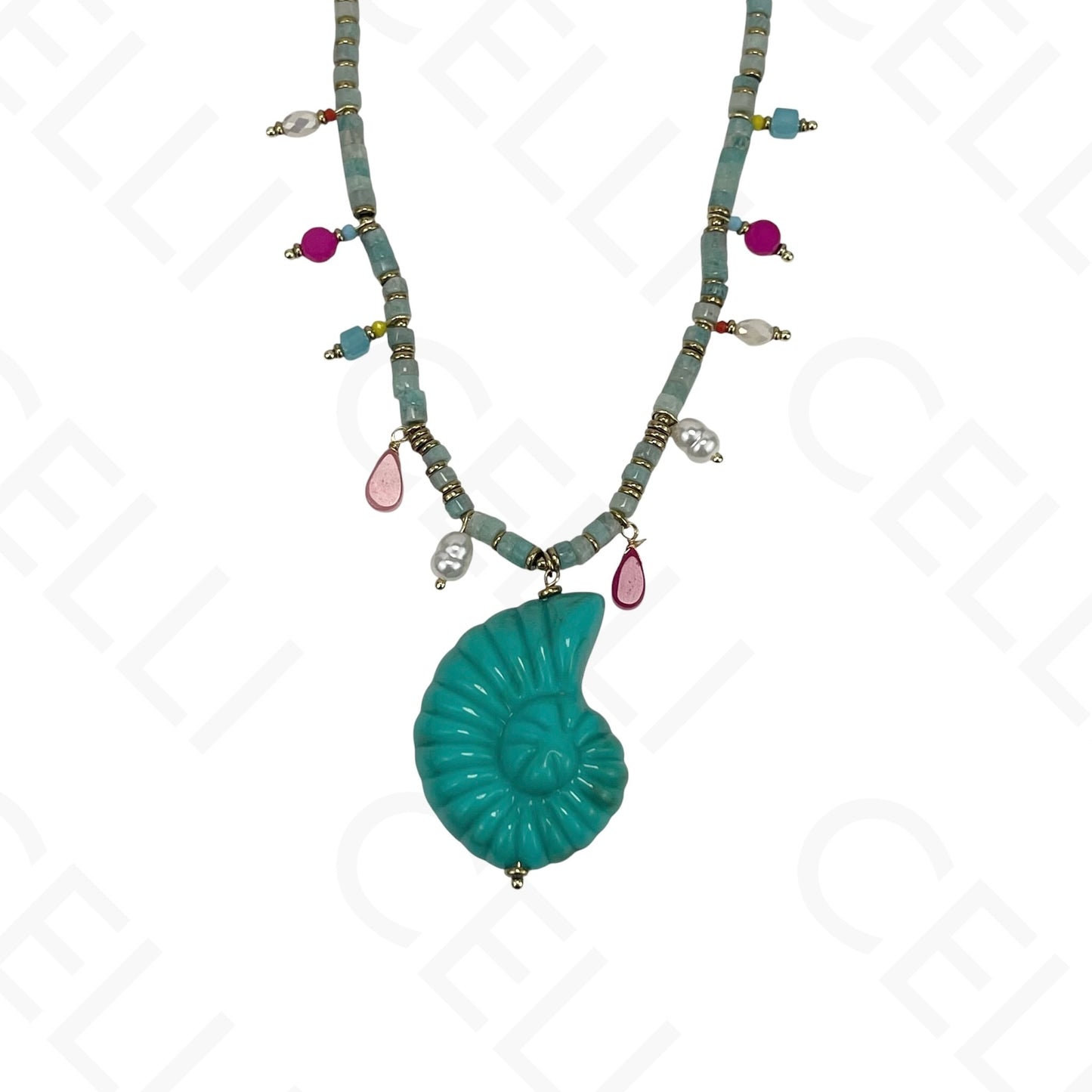 Steel Necklace - Resin Snail Shell