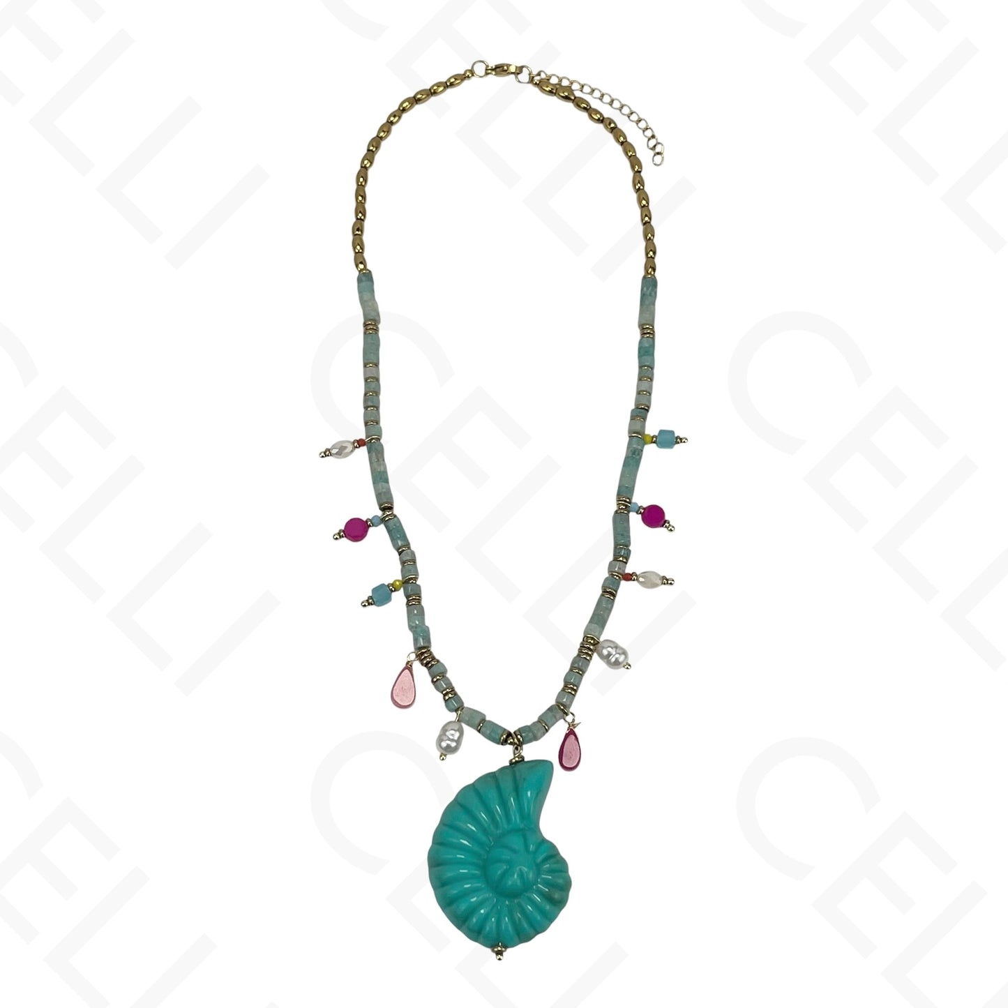 Steel Necklace - Resin Snail Shell
