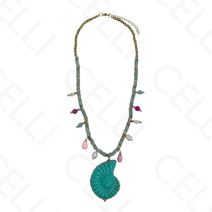 Steel Necklace - Resin Snail Shell