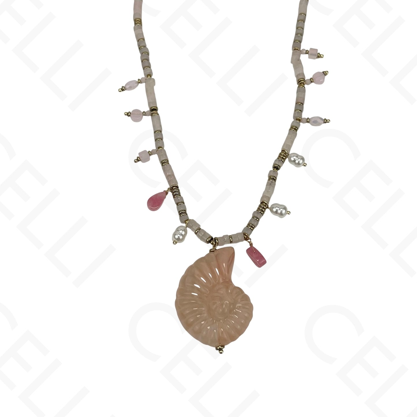 Steel Necklace - Resin Snail Shell