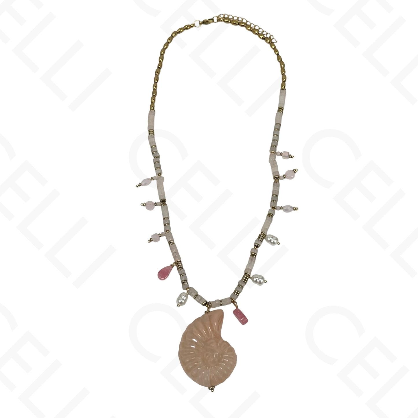 Steel Necklace - Resin Snail Shell