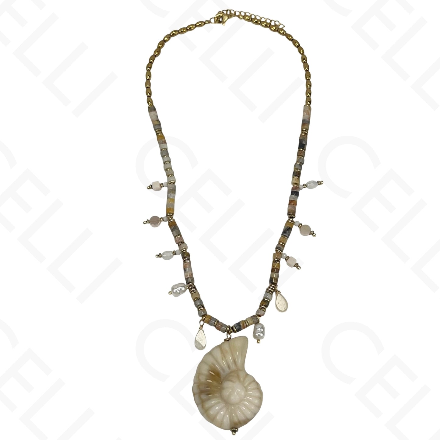 Steel Necklace - Resin Snail Shell