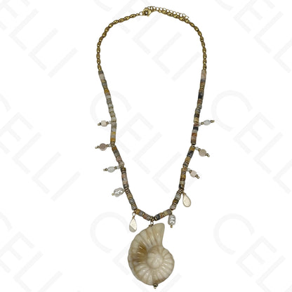 Steel Necklace - Resin Snail Shell