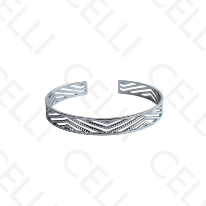 Bracelete de Aço - perfurado zig-zag