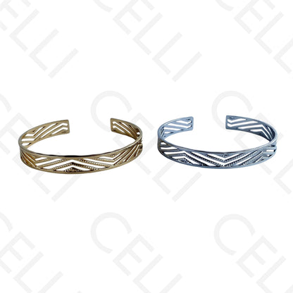 Bracelete de Aço - perfurado zig-zag