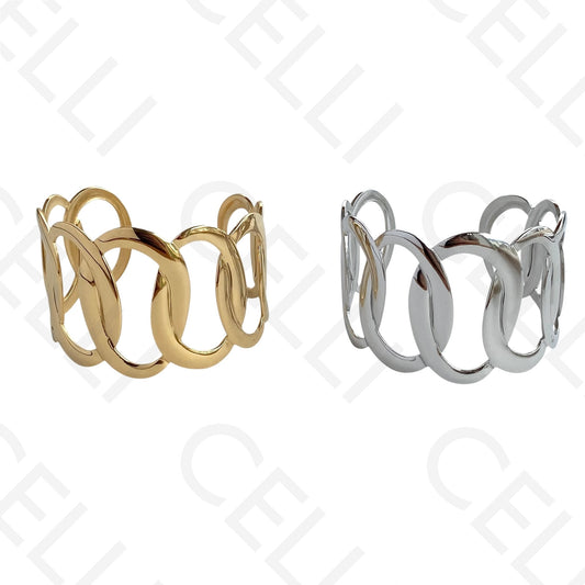 Bracelete de Aço - oval entrelaçado