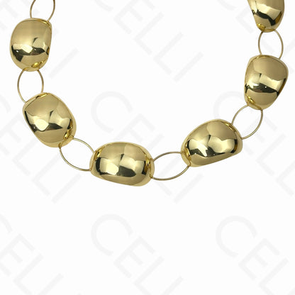 Colar de aço - corrente ovais lisos