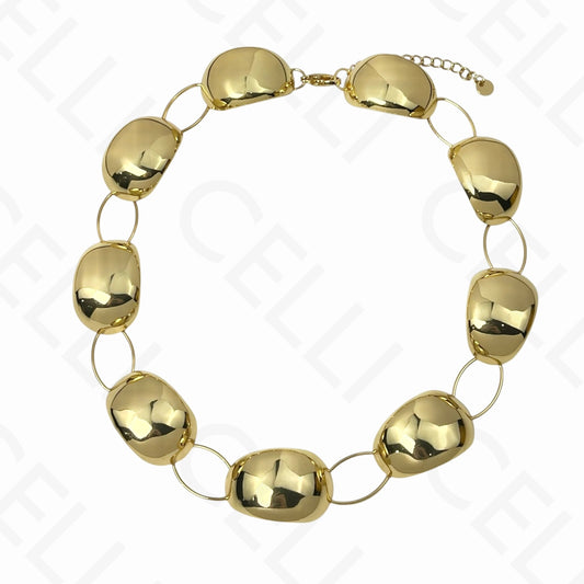 Colar de aço - corrente ovais lisos