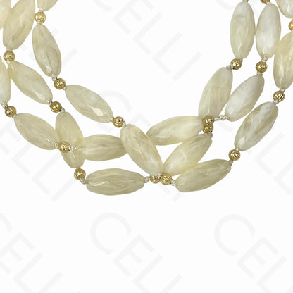 Colar de aço - triplo, contas de resina