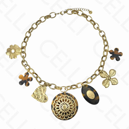 Collar de acero - múltiples colgantes, tigresa, cadena