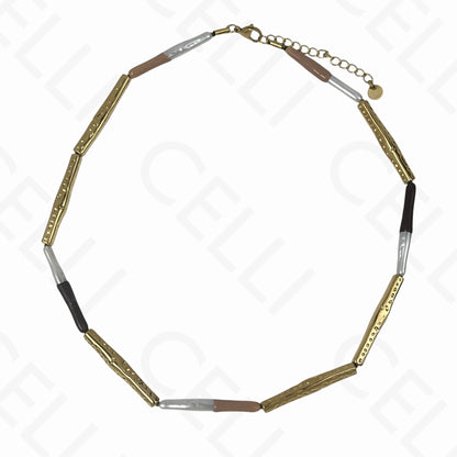 钢制项链 - 长珐琅珍珠（3种颜色）