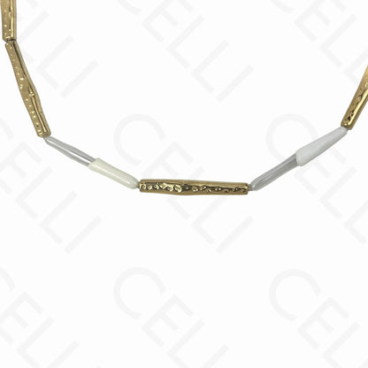 钢制项链 - 长珐琅珍珠（3种颜色）