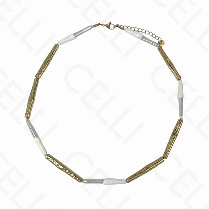 钢制项链 - 长珐琅珍珠（3种颜色）