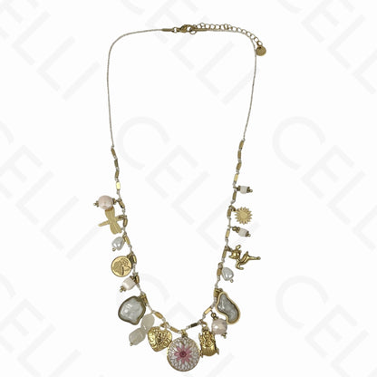 钢制项链 - 多吊坠，棉线