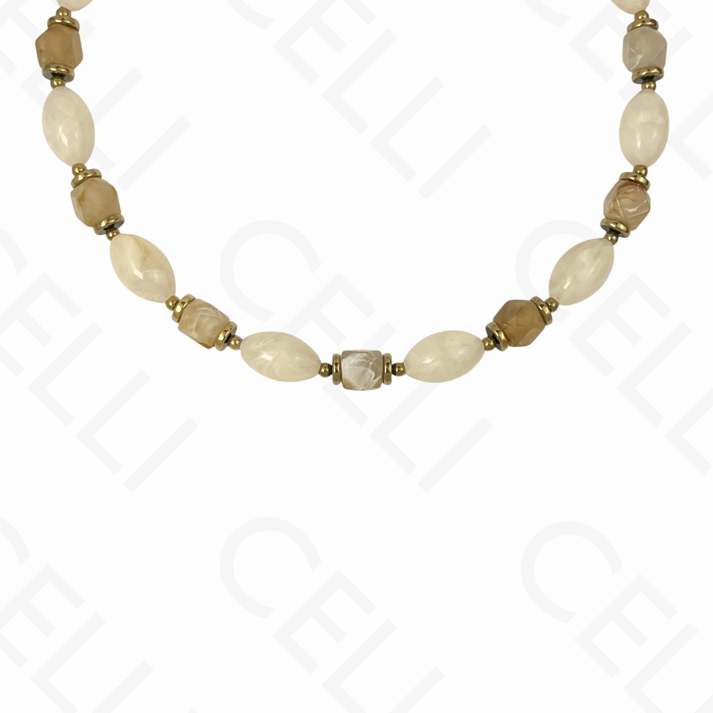 Colar de aço - contas de resina