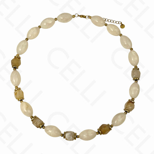 Collar de acero - cuentas de resina