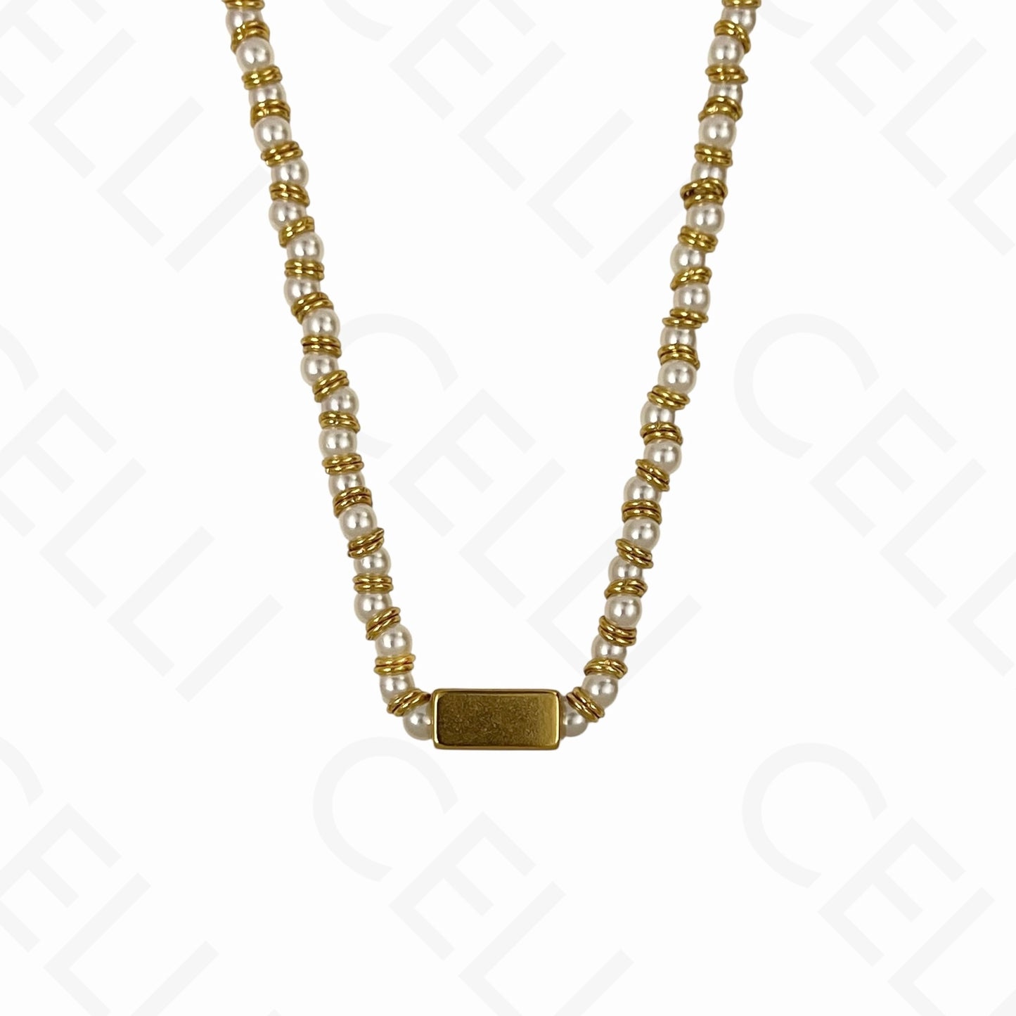 Colar de aço - colar pérolas