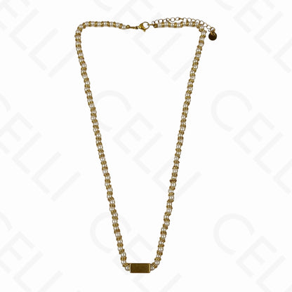 Colar de aço - colar pérolas