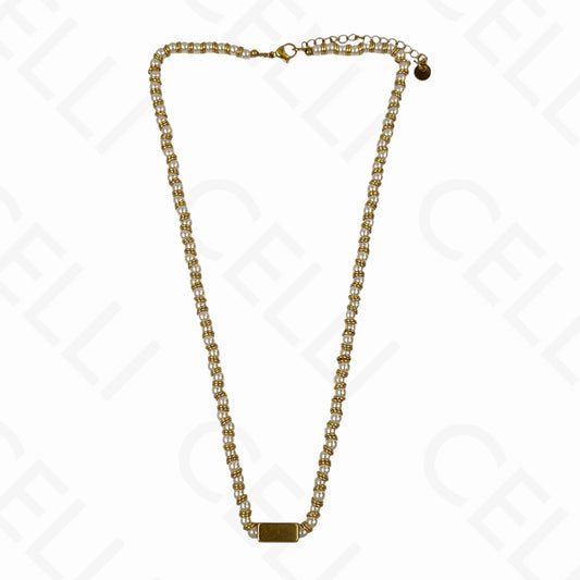 Collar de acero - collar de perlas