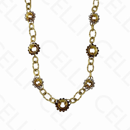 Collar de acero - círculos de cristales facetados, malla trabajada (4 colores)