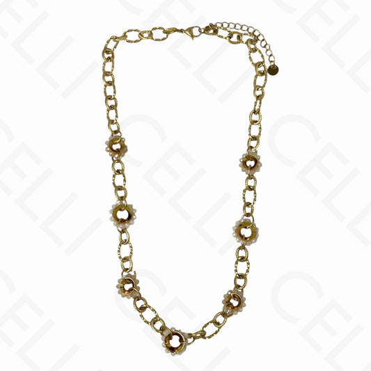 Collar de acero - círculos de cristales facetados, malla trabajada (4 colores)