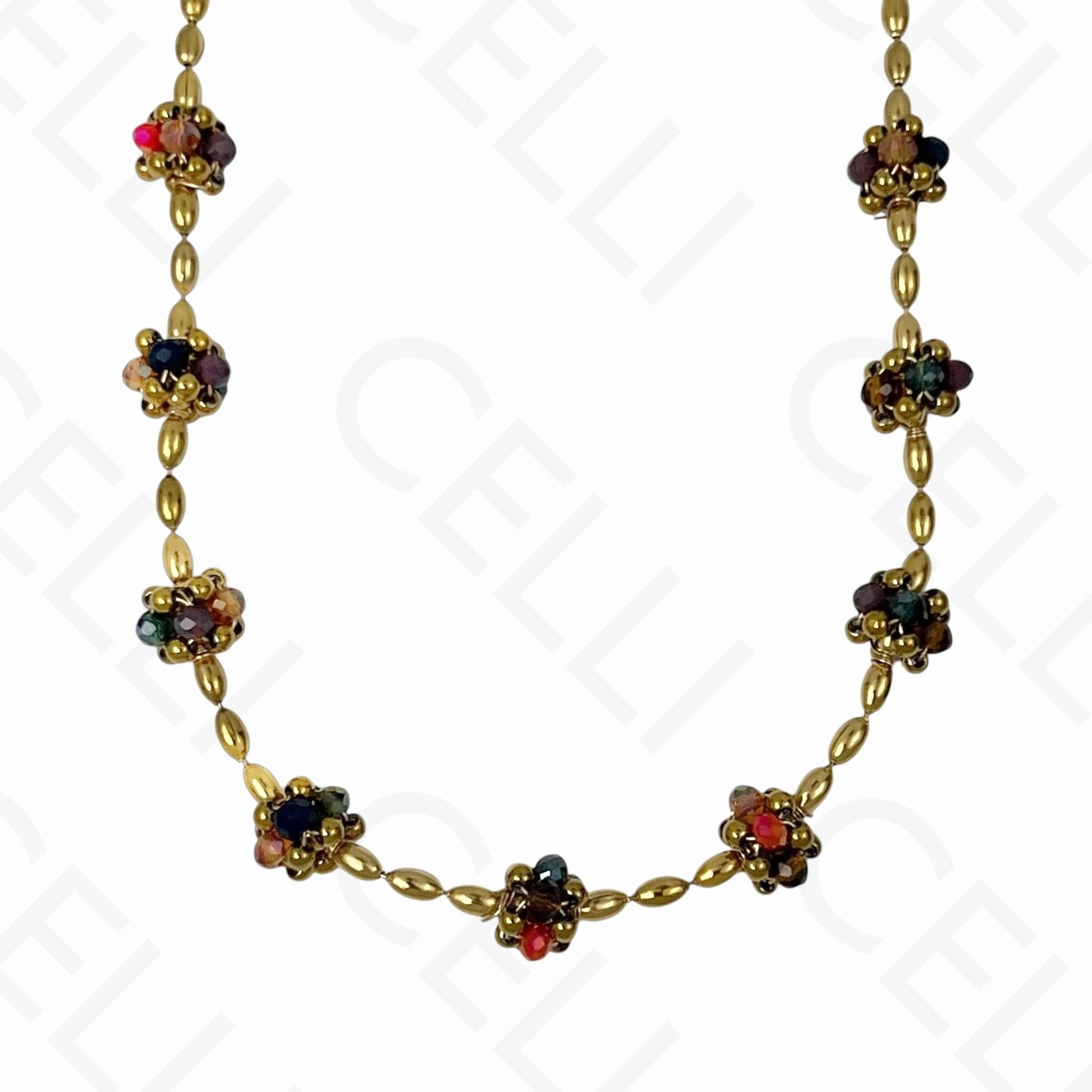 钢制项链 - 刻面水晶球（4种颜色）