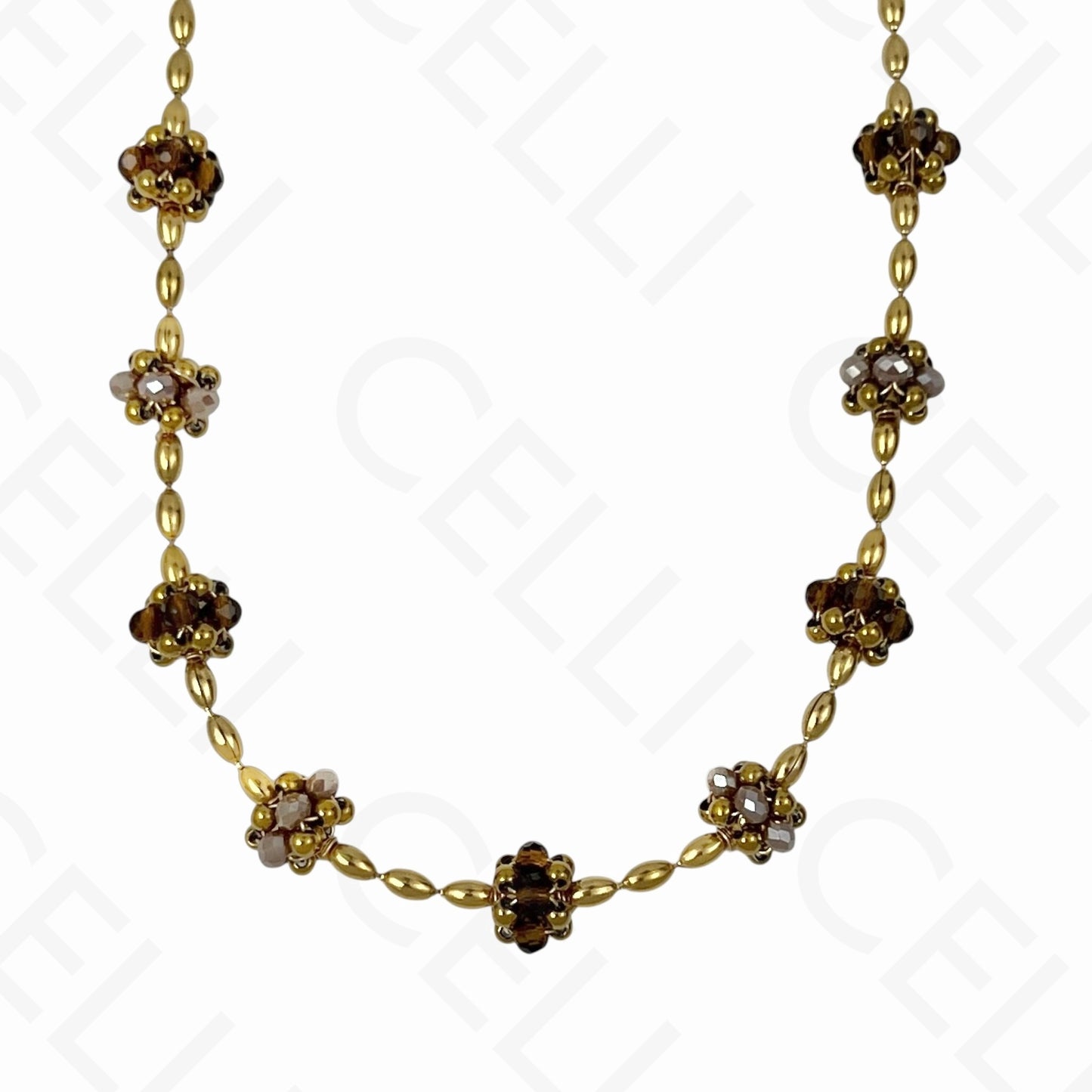 钢制项链 - 刻面水晶球（4种颜色）