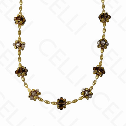 钢制项链 - 刻面水晶球（4种颜色）