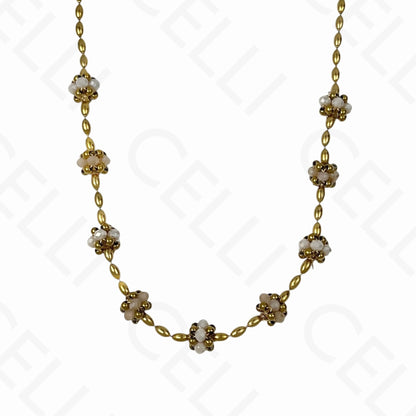 钢制项链 - 刻面水晶球（4种颜色）