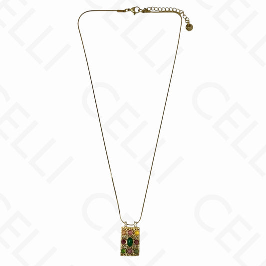 Collar de acero - colgante con piedras naturales