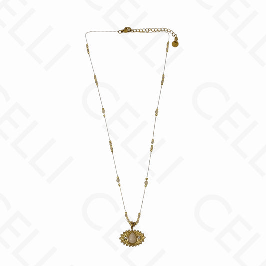 Collar de acero - ojo con piedras naturales (10 colores)