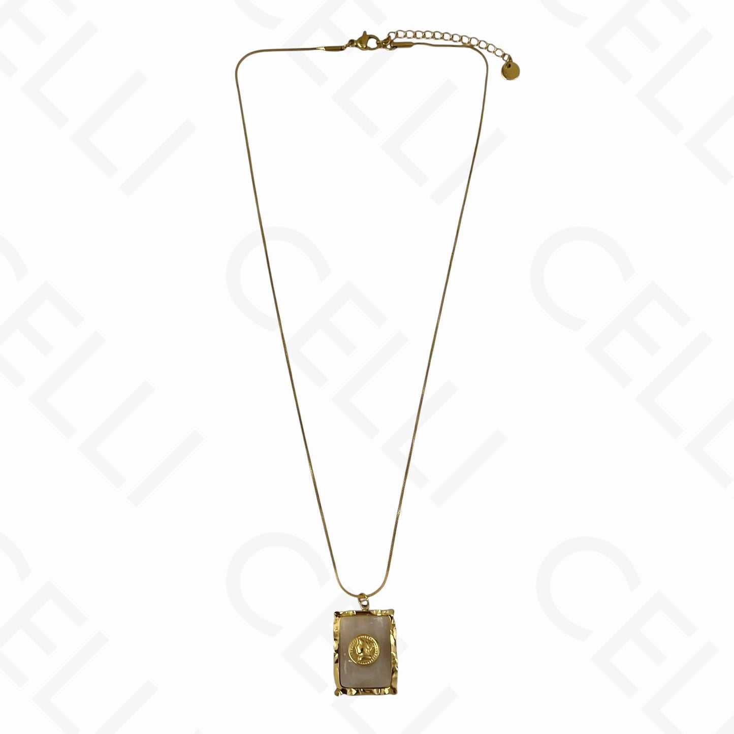 Colar de aço - pendente pedra