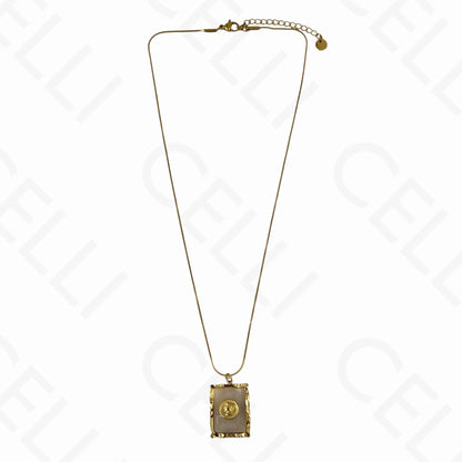 Colar de aço - pendente pedra