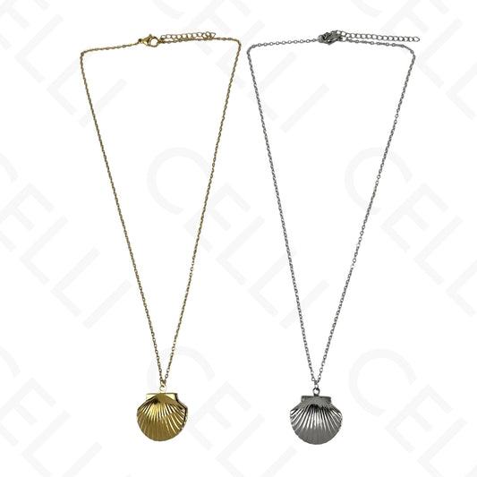 Steel necklace - shell locket