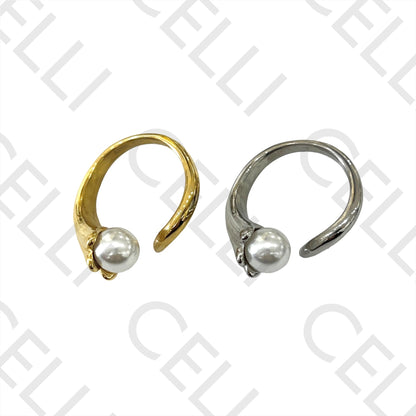 Steel Ring with Pearl