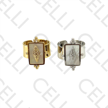 Steel Ring - Mother-of-Pearl and Star