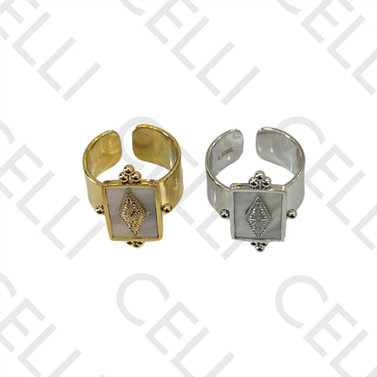 Steel Ring - Mother-of-Pearl and Star