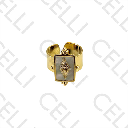 Steel Ring - Mother-of-Pearl and Star