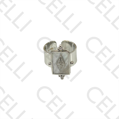 Steel Ring - Mother-of-Pearl and Star