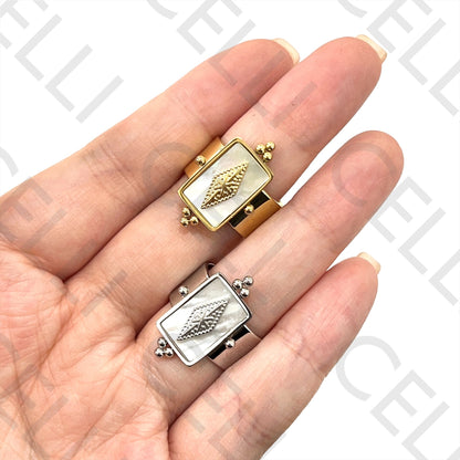 Steel Ring - Mother-of-Pearl and Star